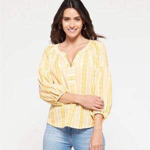 Velvet by Graham & Spencer Yellow Striped Blouse